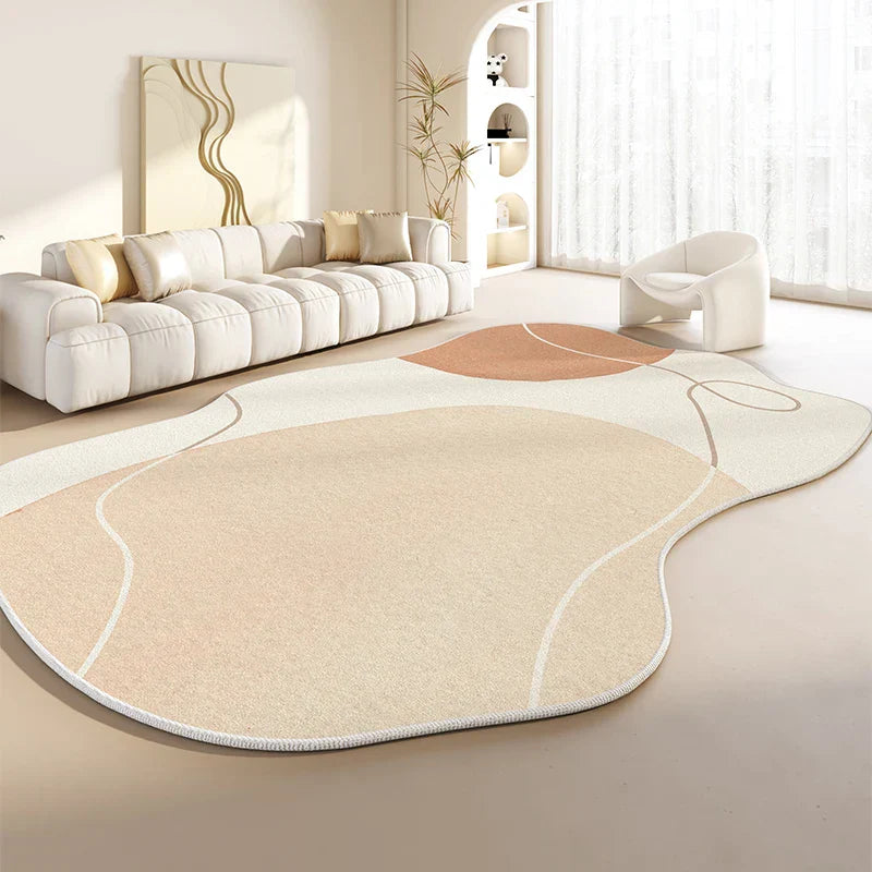 Plush Carpet – Soft, Irregular Shape, Simple Design for Living Room or Bedroom