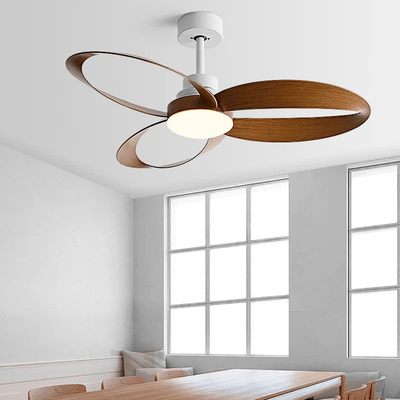 Modern Ceiling Fan – Wooden Blades with dimmable LED Lighting for the Living Room or Bedroom