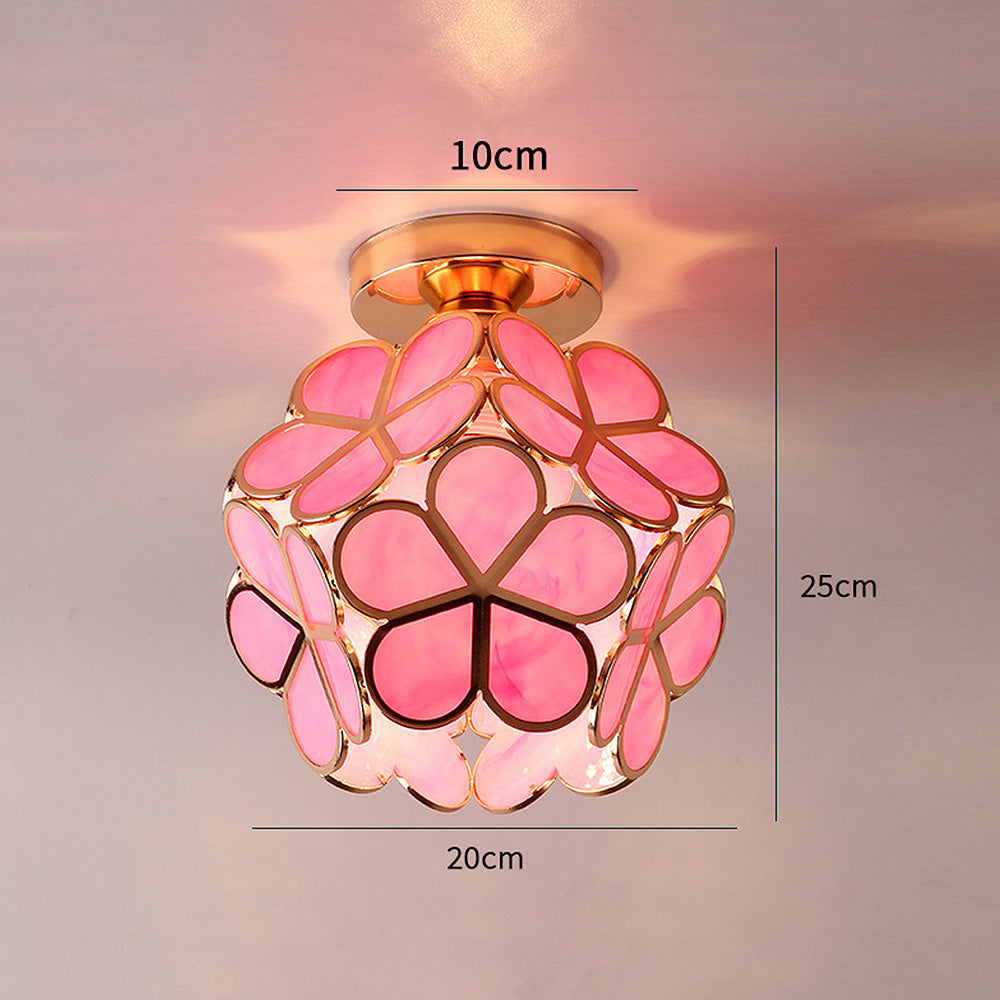 Lámpara de techo – Acrílico dorado con detalles transparentes, con forma de flor, para el dormitorio o el pasillo