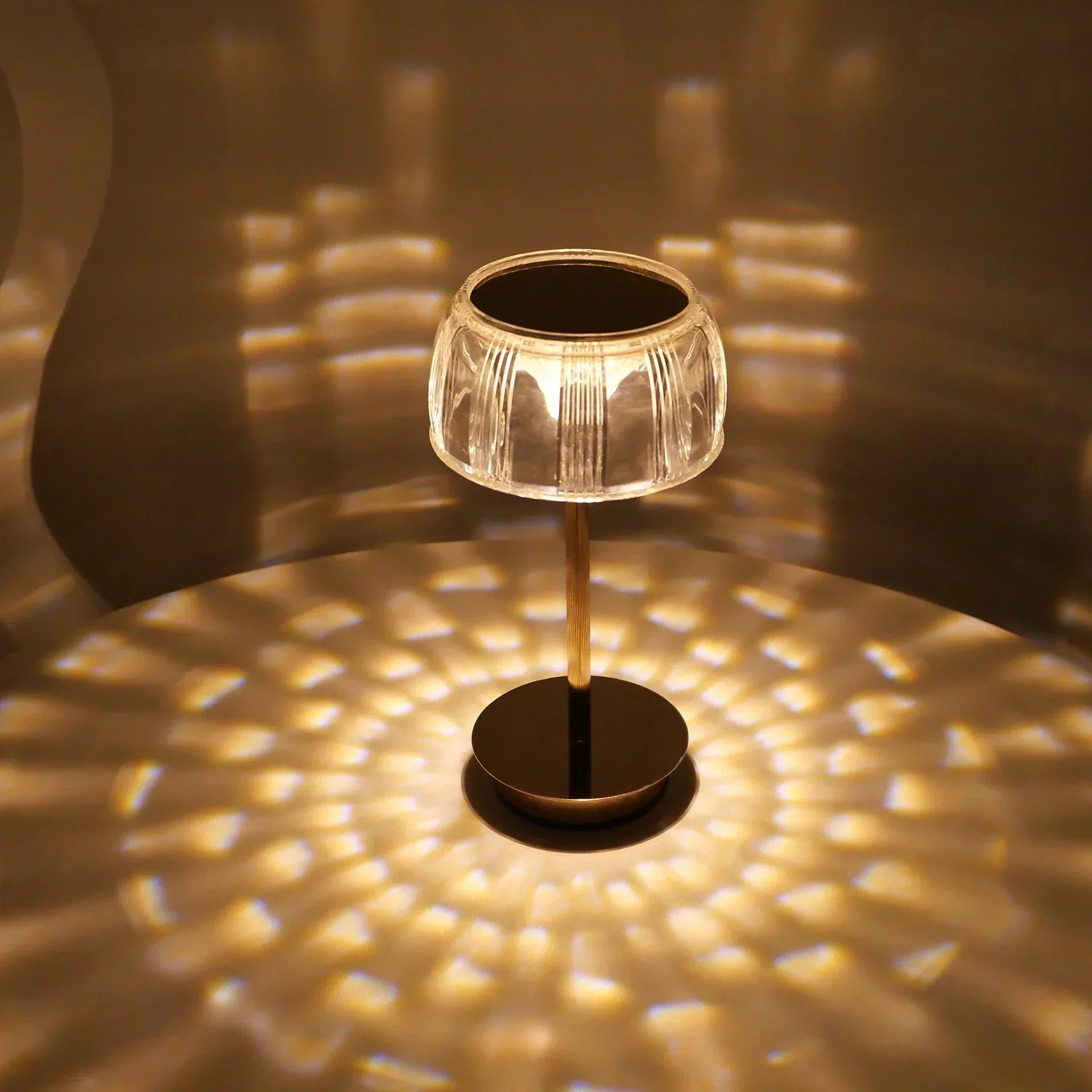 Rechargeable Crystal Table Lamp – Gold, Dimmable Design for Bedroom or Living Room