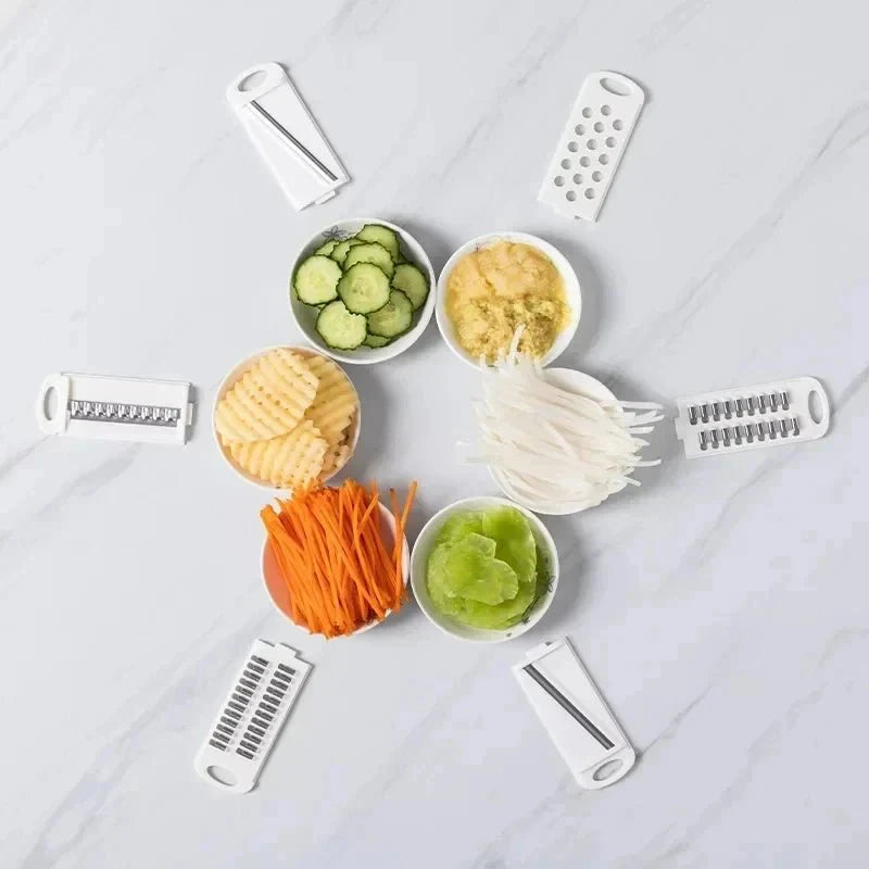 Multifunktionel Køkken Slicer – Holdbart Plastik, 9-i-1 Skæreløsning til Grøntsager og Kartofler