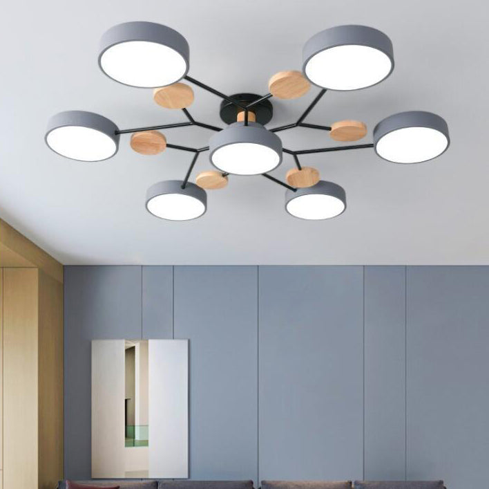 Rund LED Loftlampe i Skandinavisk Design - Semi-Flush Montering