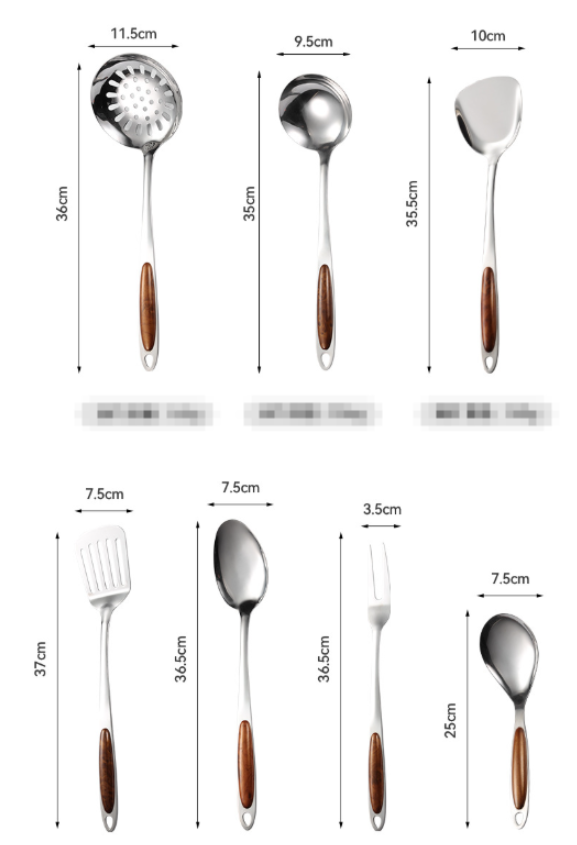 Kitchen Utensil Set – Stainless Steel with Wooden Handle, Elegant Kitchen Accessories for Cooking and Serving