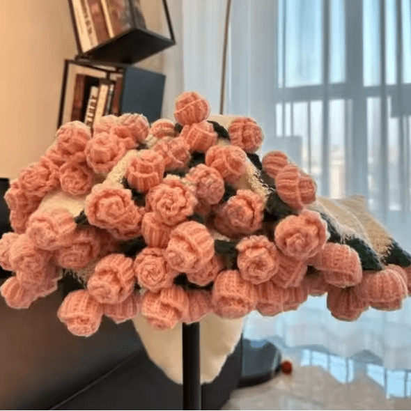 Cotton Plaid – Rose Pattern, Decorative Throw Blanket for Sofa or Bed