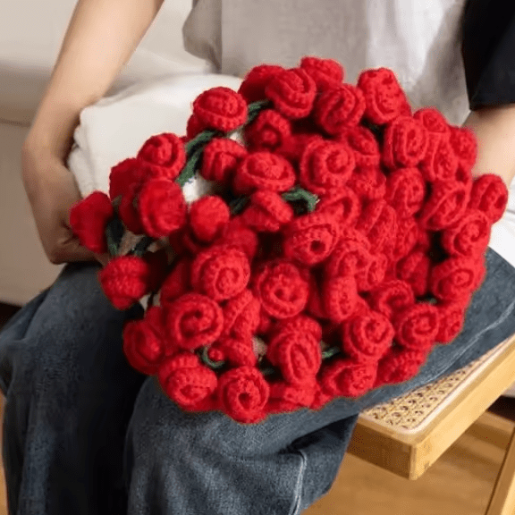 Cotton Plaid – Rose Pattern, Decorative Throw Blanket for Sofa or Bed