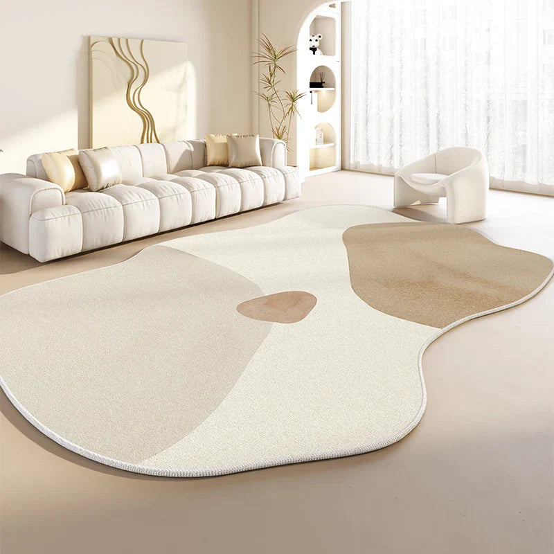Plush Carpet – Soft, Irregular Shape, Simple Design for Living Room or Bedroom