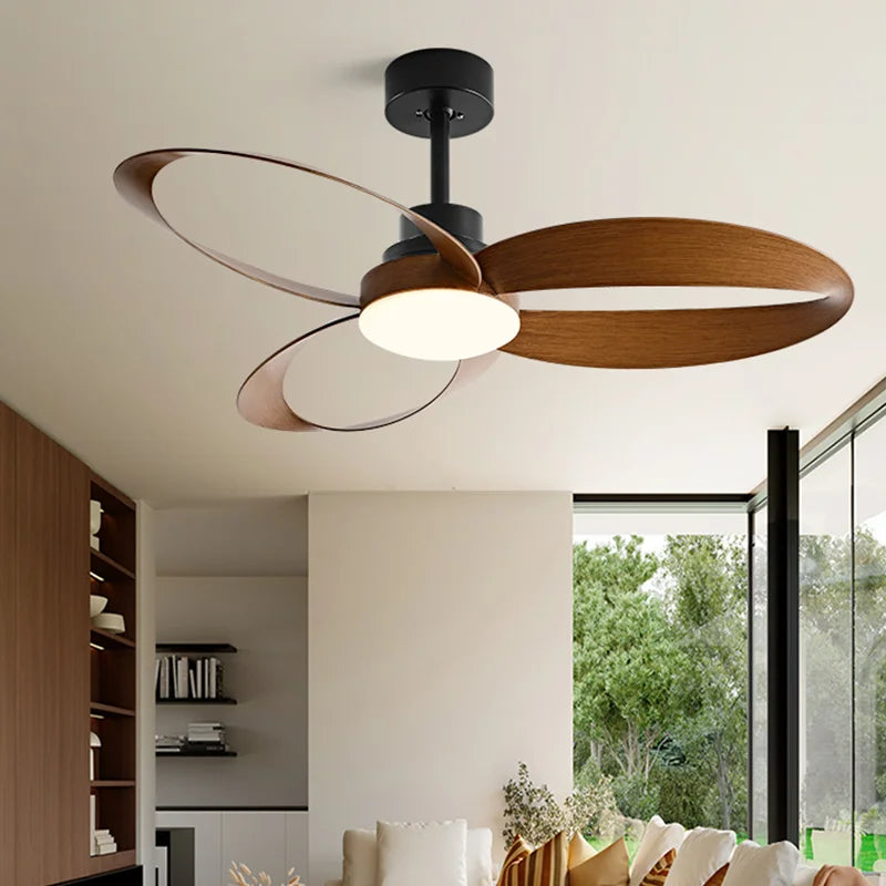 Modern Ceiling Fan – Wooden Blades with dimmable LED Lighting for the Living Room or Bedroom