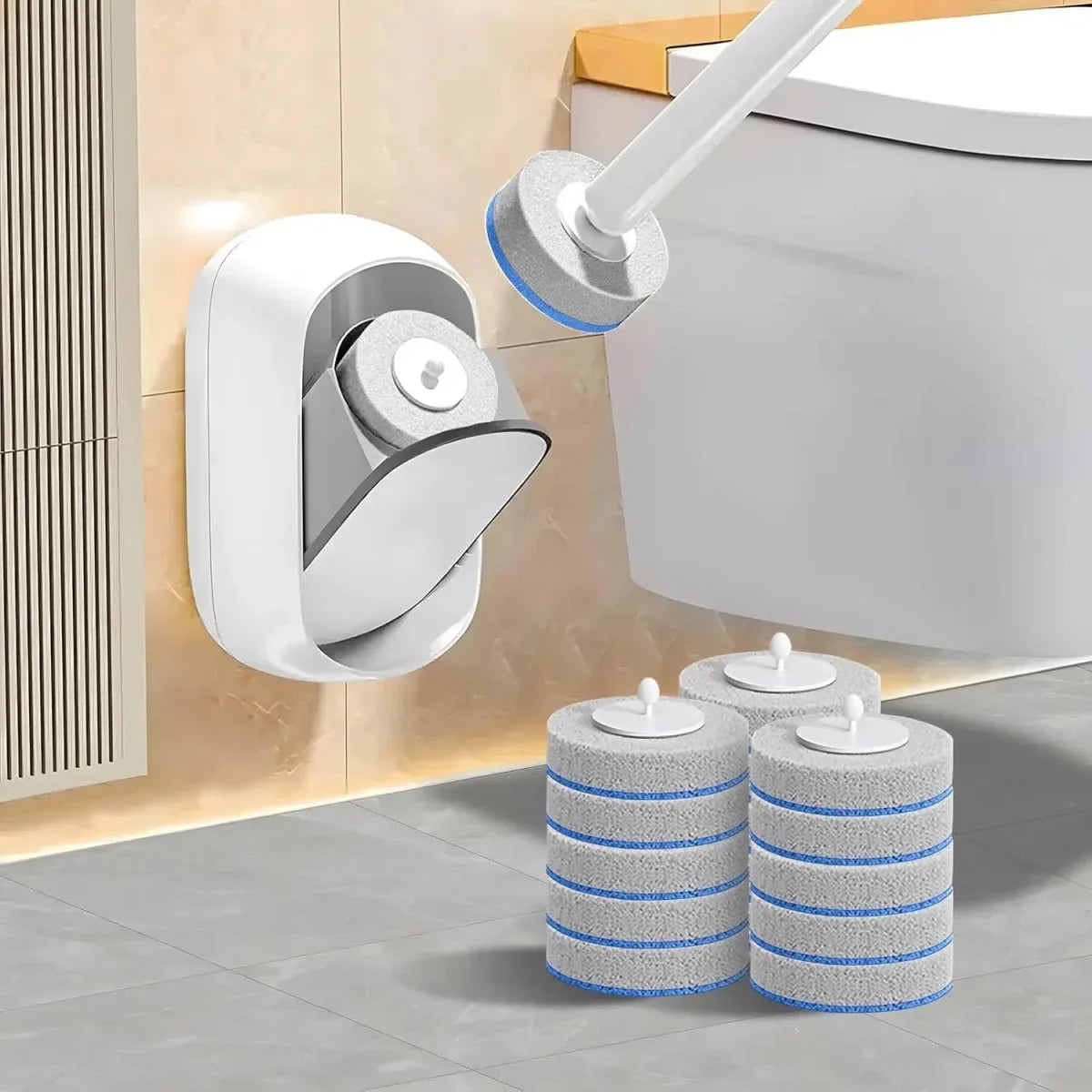Engangs Toilet Rengøringsmiddel – Plast, Hygiejnisk System med Holder til Badeværelsesvedligeholdelse