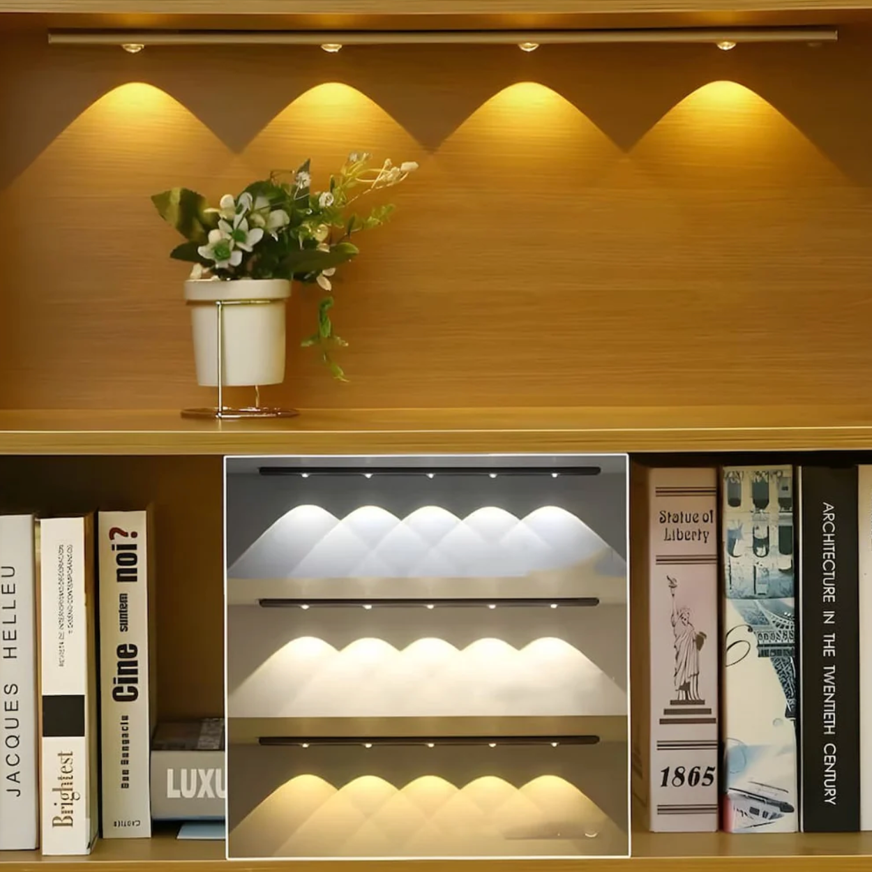 LED wall lamp with motion sensor – white, dimmable design for hallway, staircase, or bedroom