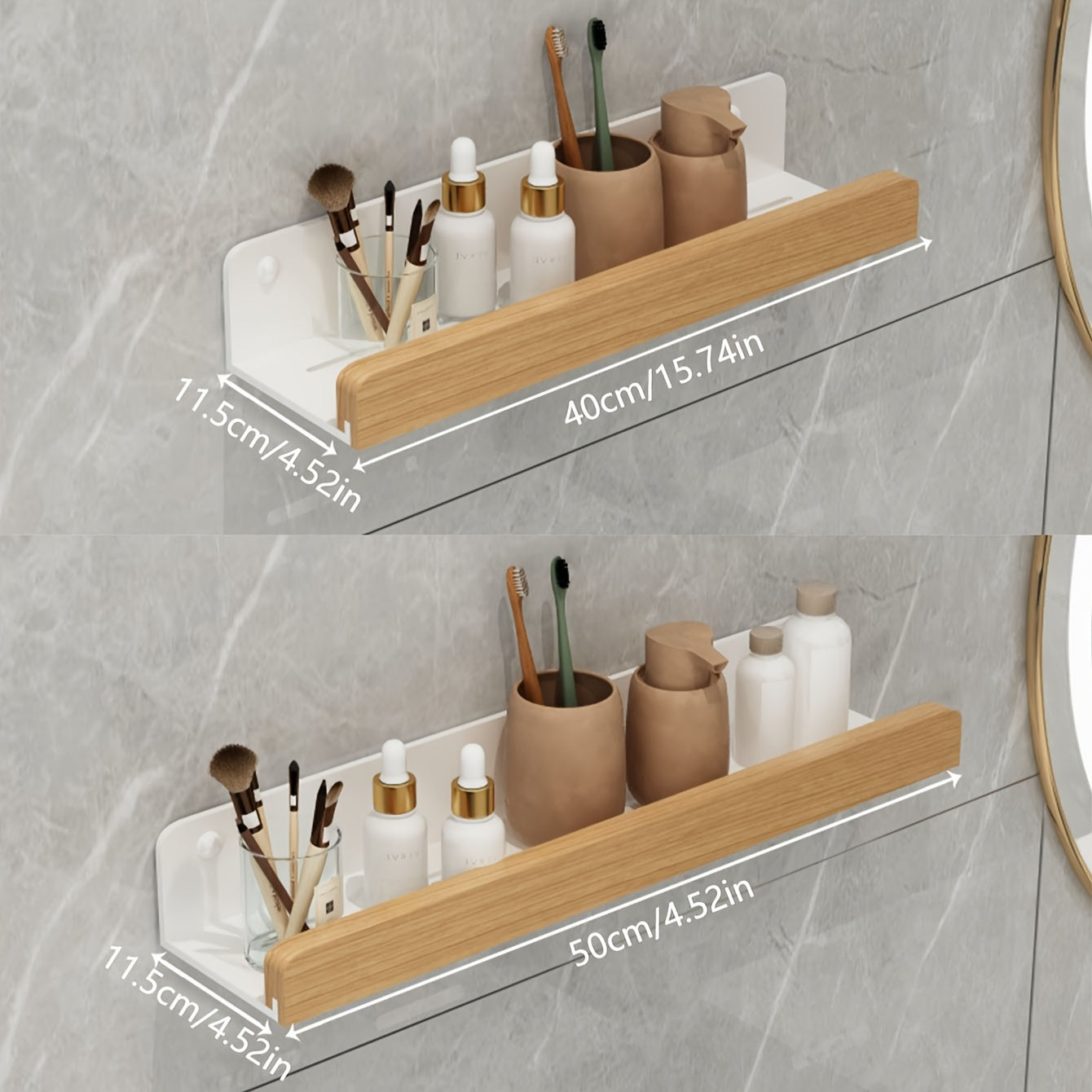 Bathroom wall shelf – Black wrought iron, modern and drill-free shelf for shampoo and cosmetics