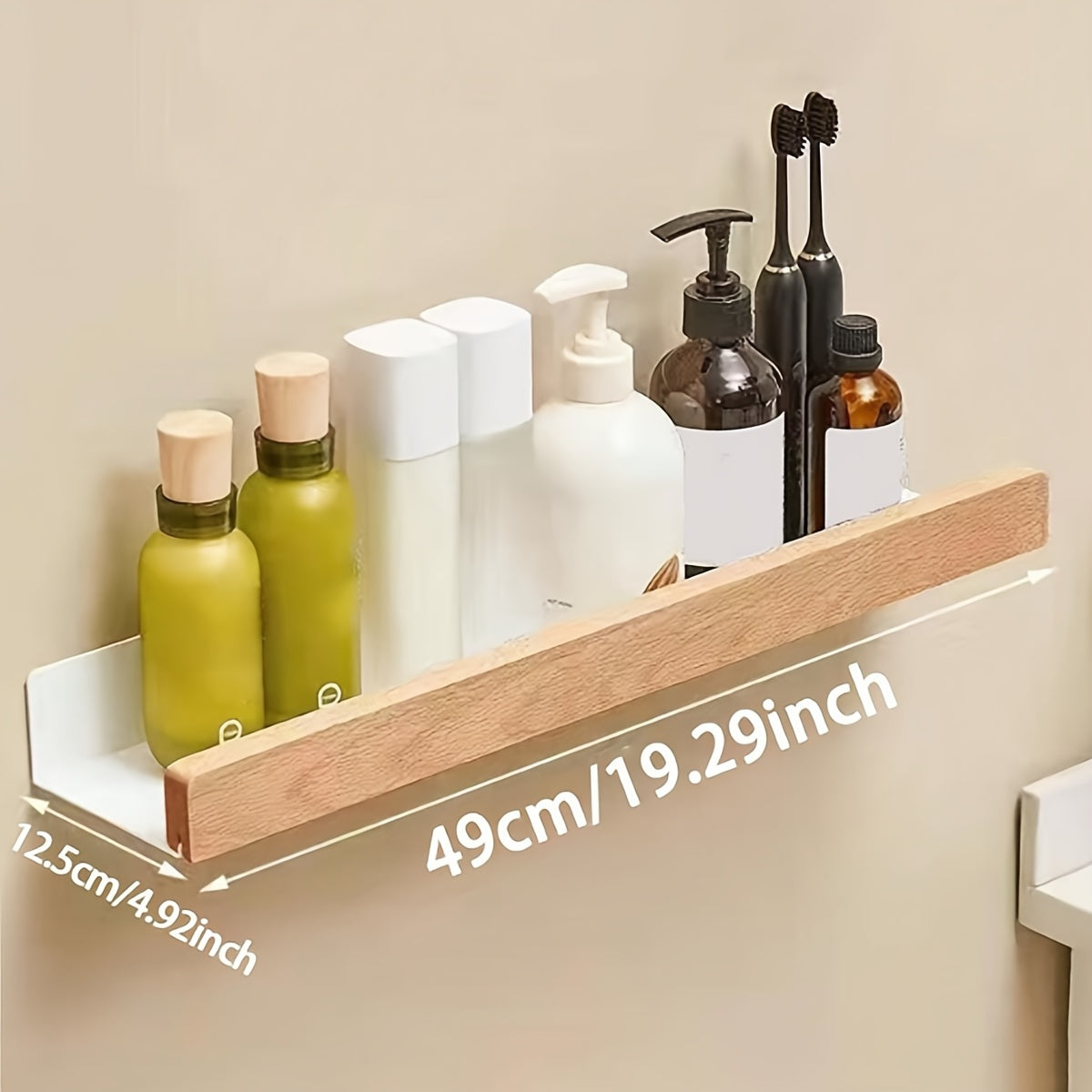 Bathroom wall shelf – Black wrought iron, modern and drill-free shelf for shampoo and cosmetics