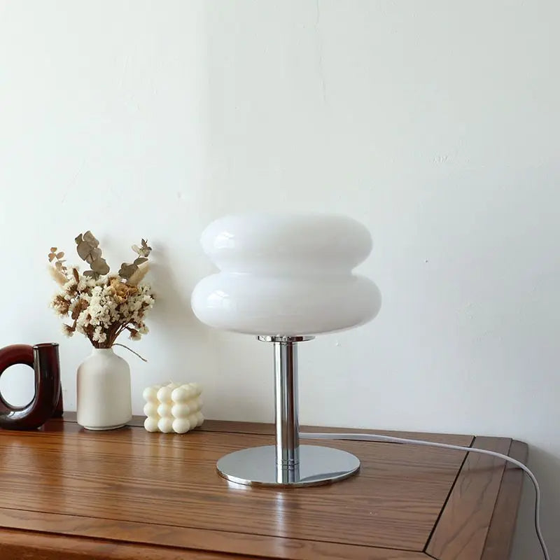 Bauhaus table lamp – white, minimalist design with dimmable LED for stylish lighting in the living room or bedroom