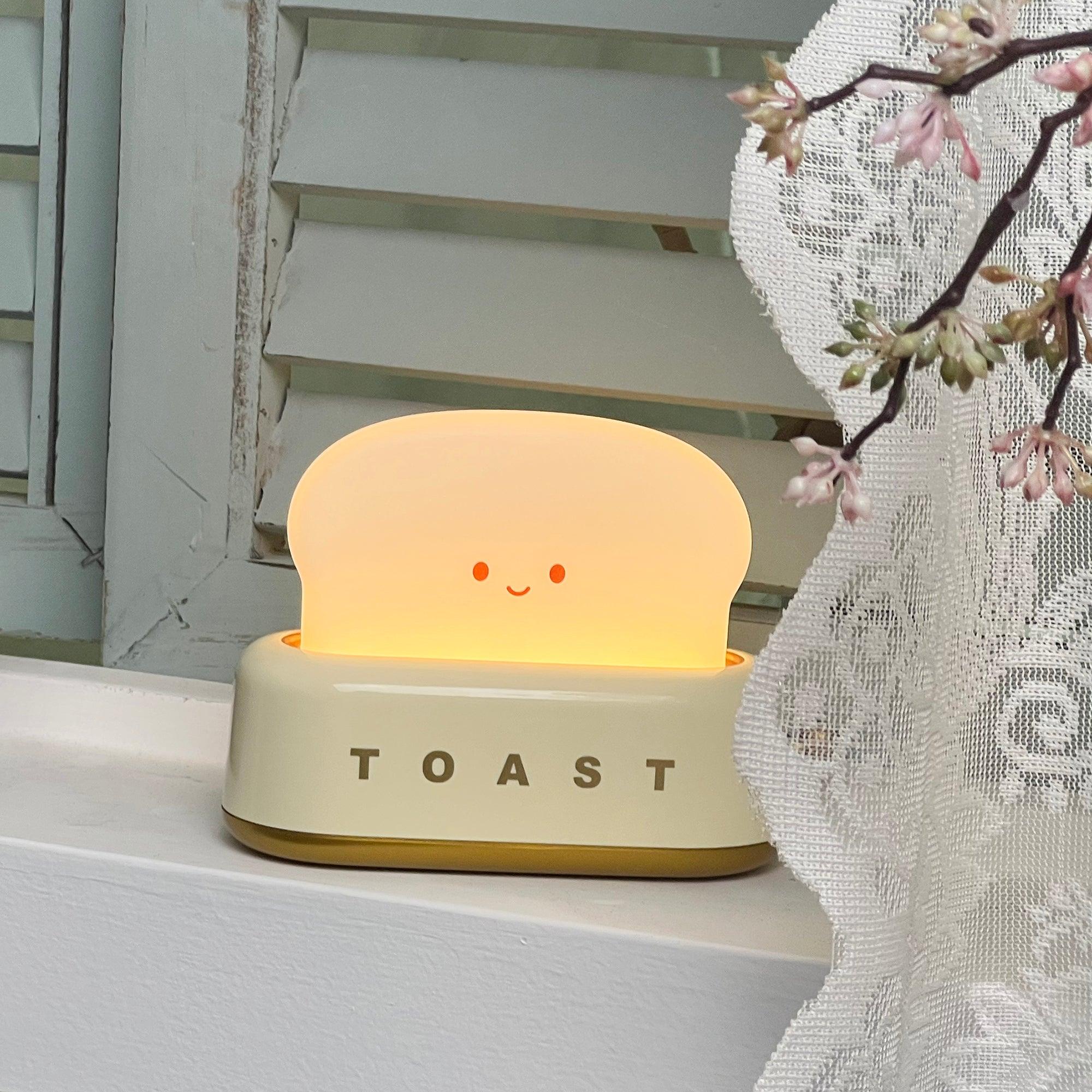 Toaster Night Light – Metal and Acrylic, Warm White for Bedroom or Student Housing Decoration