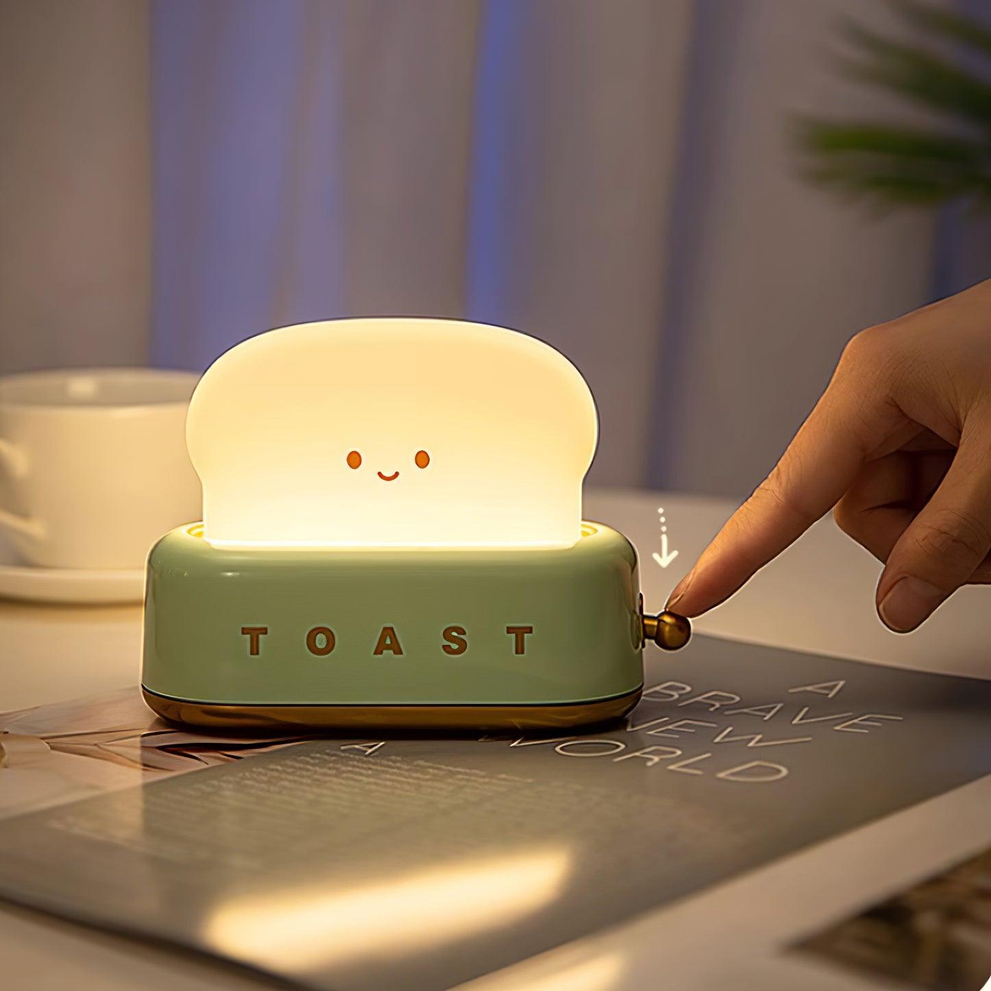Toaster Night Light – Metal and Acrylic, Warm White for Bedroom or Student Housing Decoration