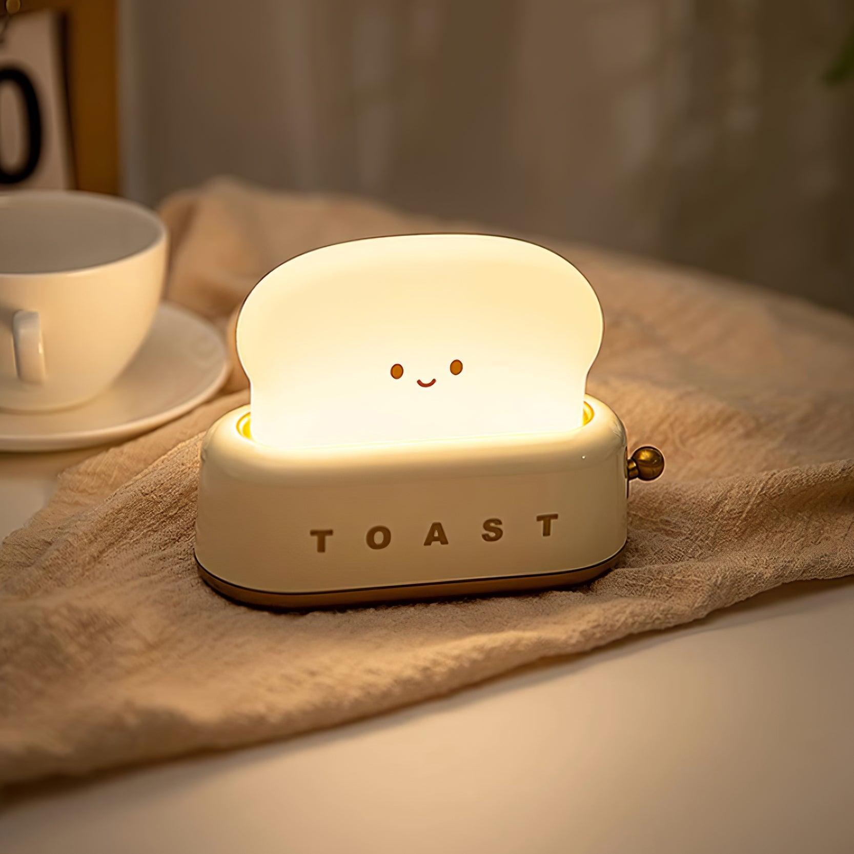 Toaster Night Light – Metal and Acrylic, Warm White for Bedroom or Student Housing Decoration