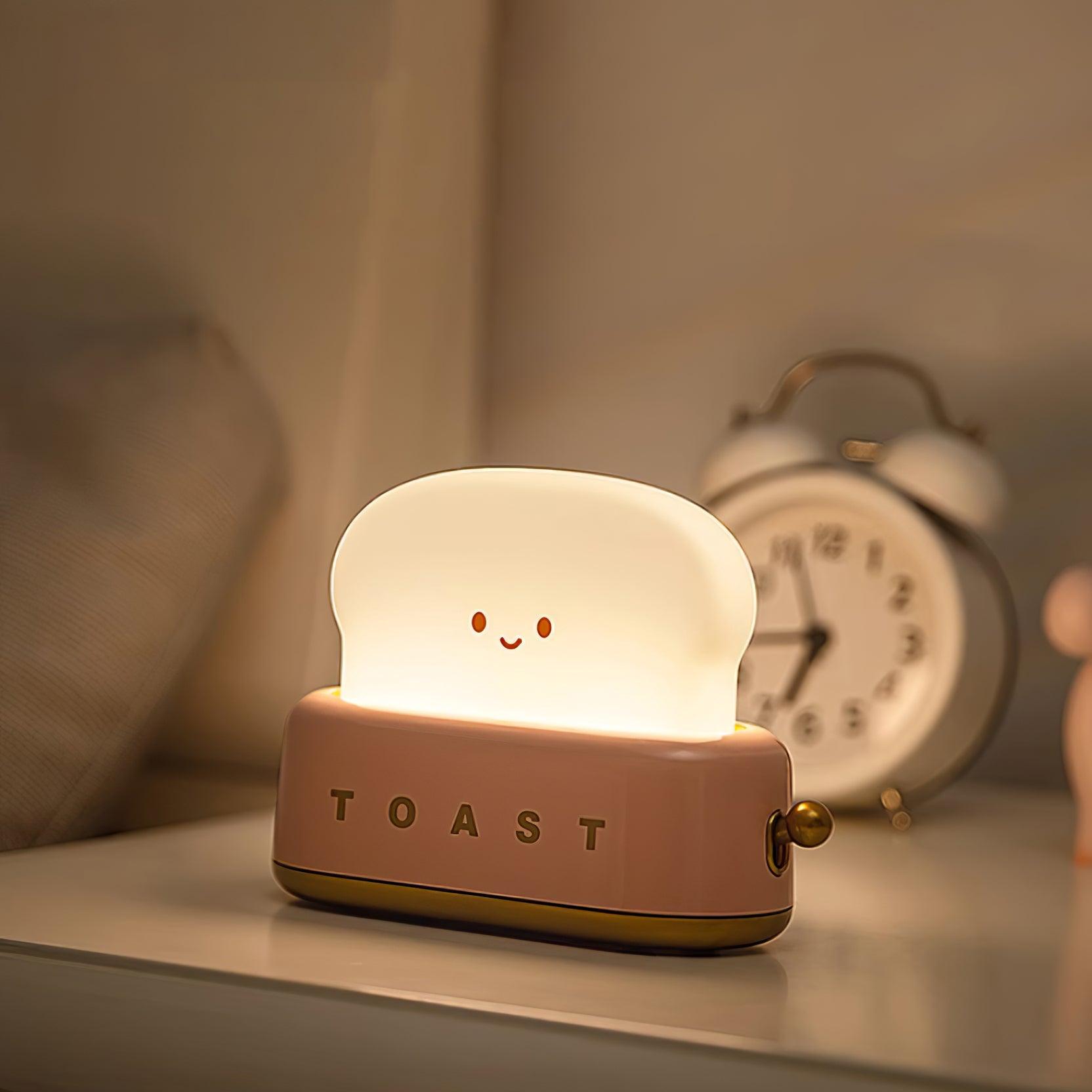 Toaster Night Light – Metal and Acrylic, Warm White for Bedroom or Student Housing Decoration