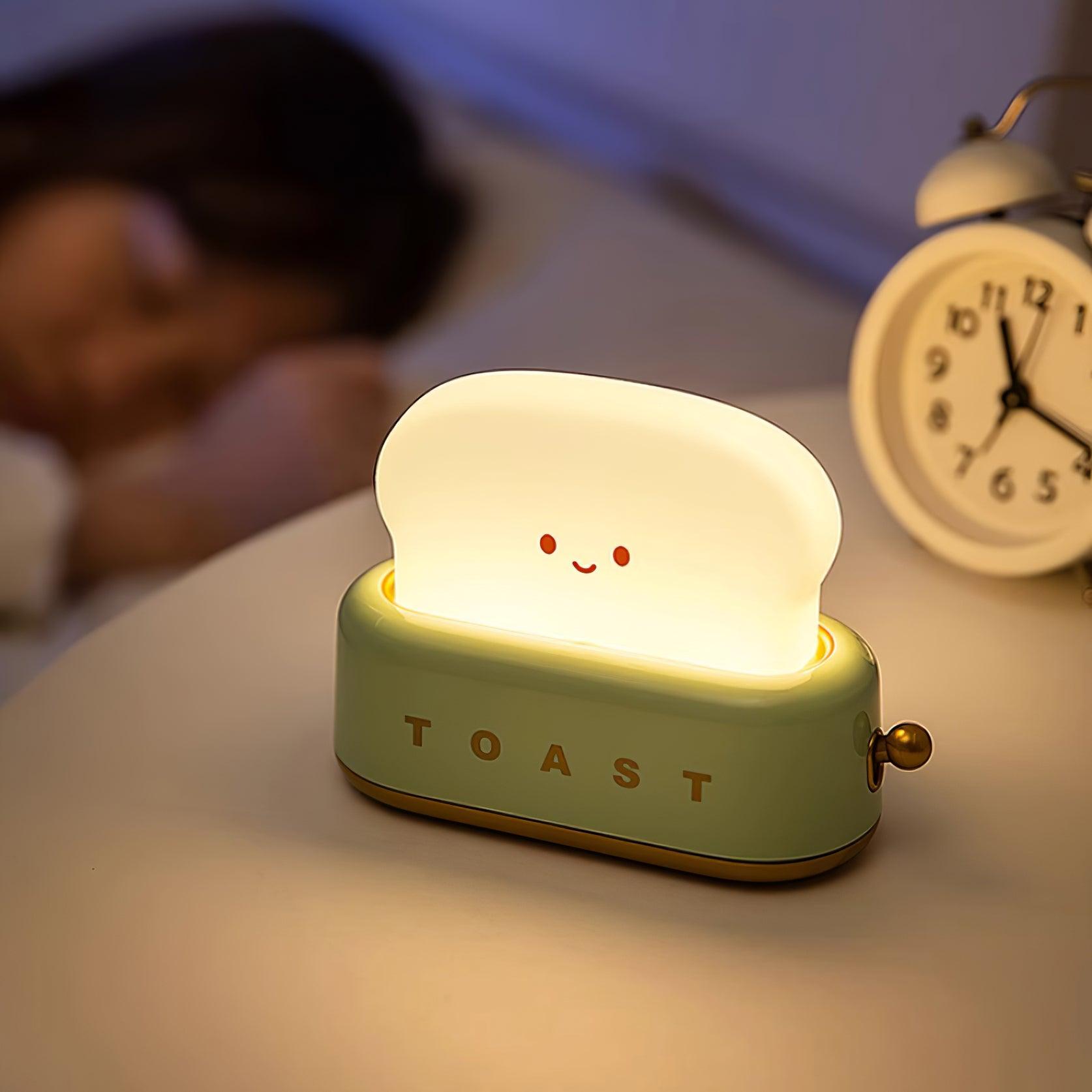 Toaster Night Light – Metal and Acrylic, Warm White for Bedroom or Student Housing Decoration