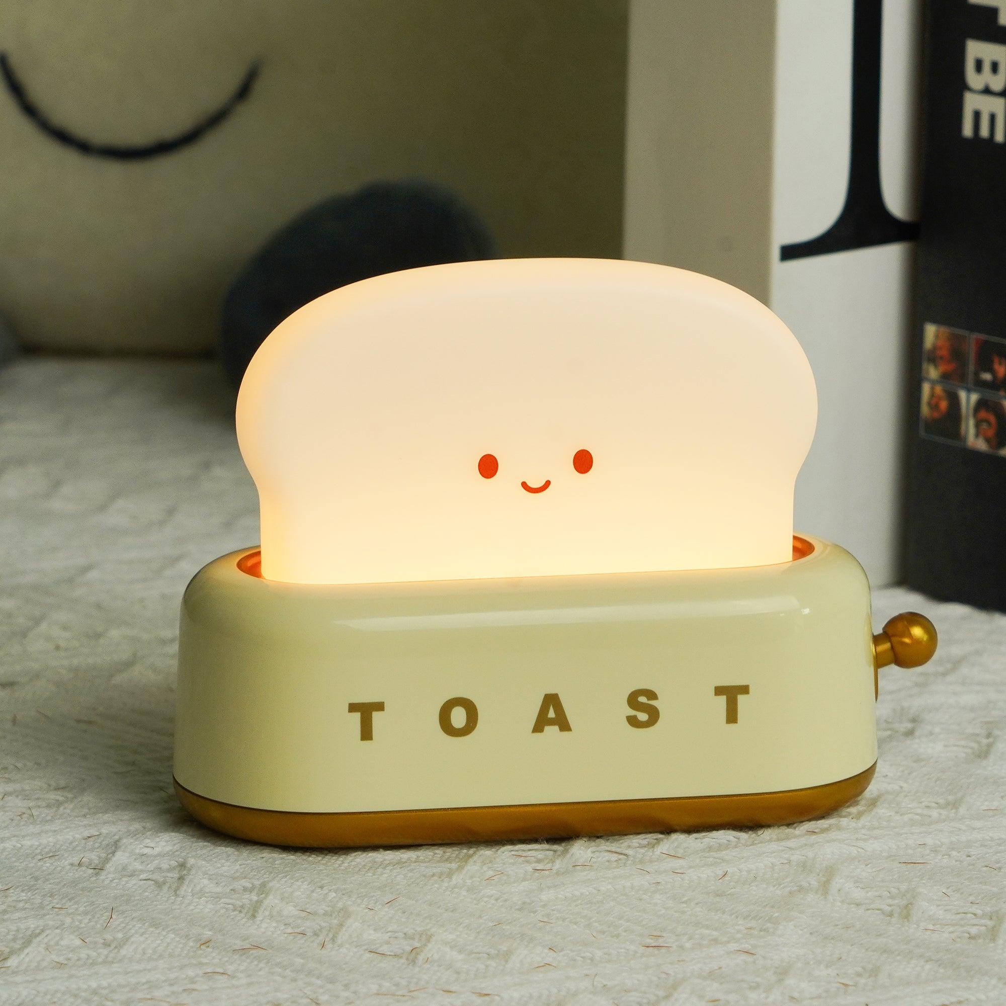 Toaster Night Light – Metal and Acrylic, Warm White for Bedroom or Student Housing Decoration