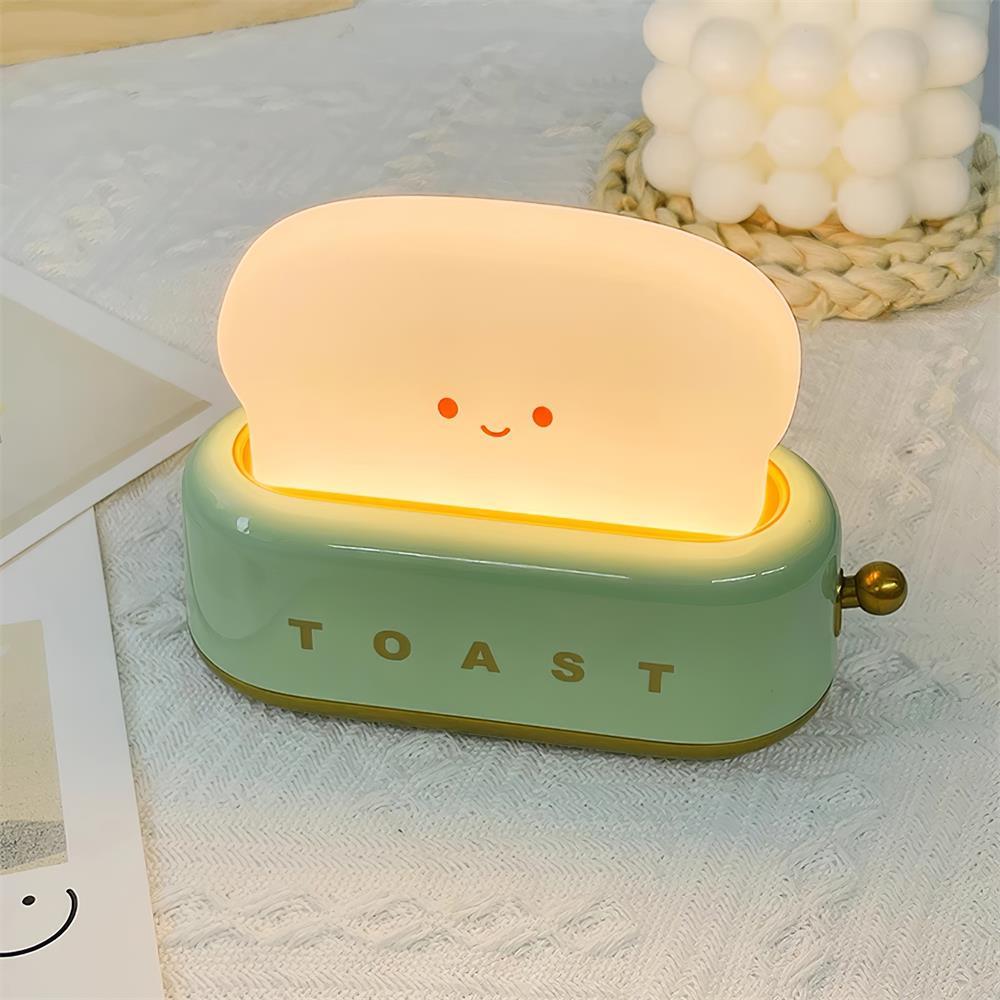 Toaster Night Light – Metal and Acrylic, Warm White for Bedroom or Student Housing Decoration