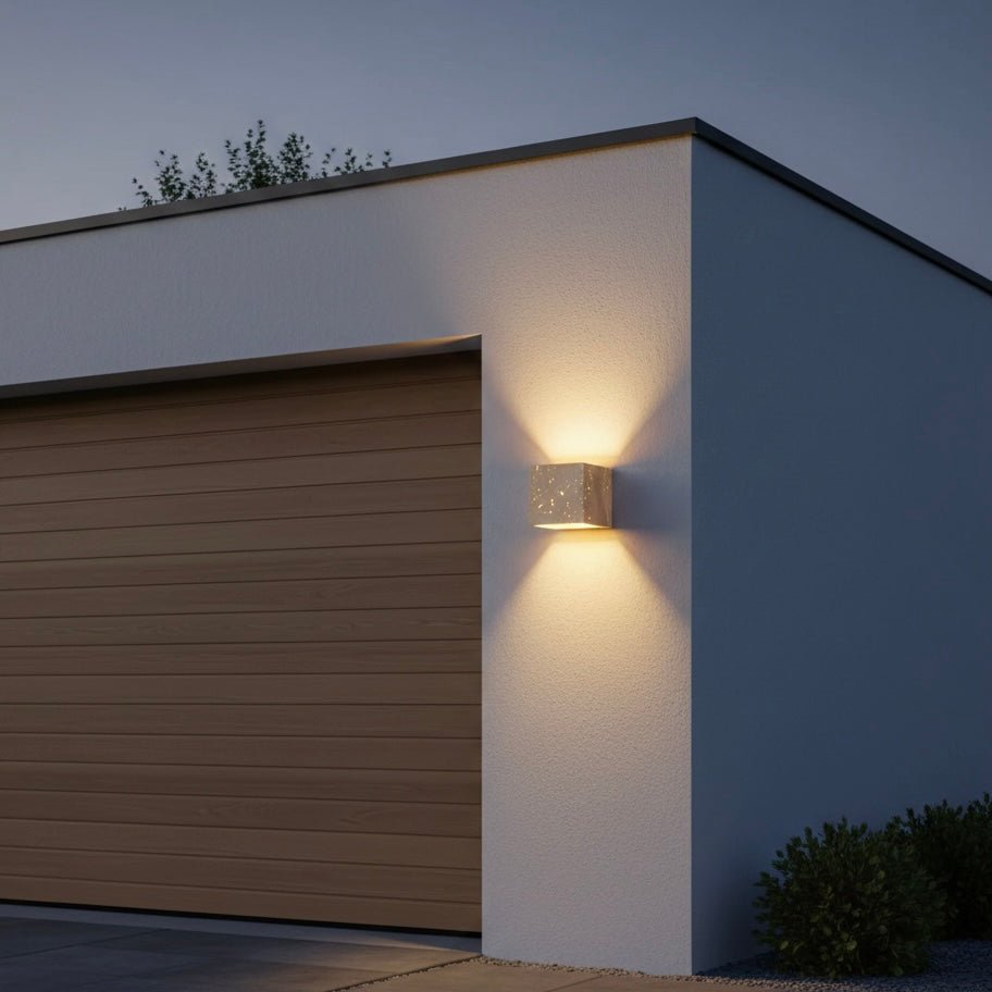 Udendørs Væglampe – Gul Travertin, Moderne Design til Terrasse, Balkon eller Entré