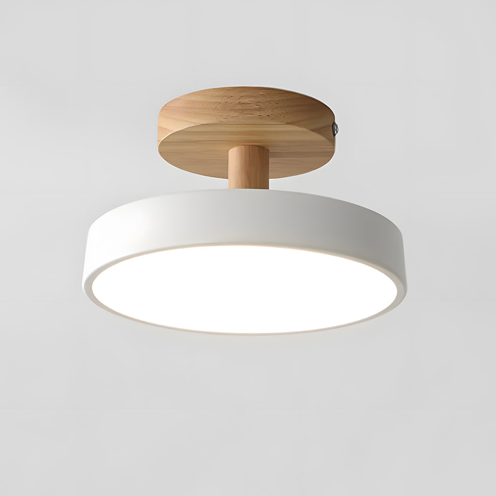 Loftlampe Skandinavisk Stil med Trædetalje og Pastelfarvet Skærm
