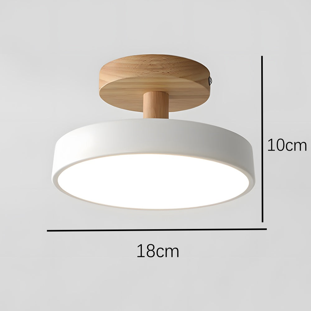 Loftlampe Skandinavisk Stil med Trædetalje og Pastelfarvet Skærm
