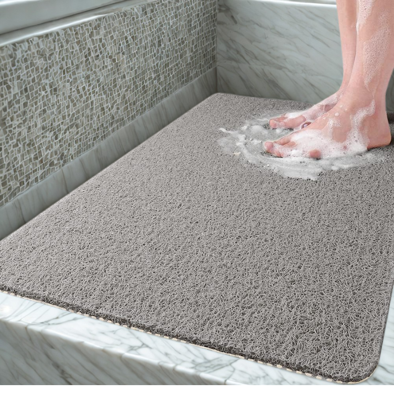 Non-slip Bath Mat – Gray PVC, Quick-Drying and Safe for Bathroom or Spa