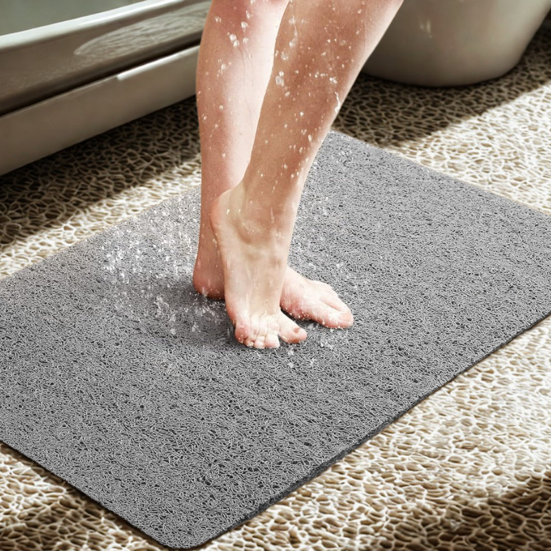 Non-slip Bath Mat – Gray PVC, Quick-Drying and Safe for Bathroom or Spa