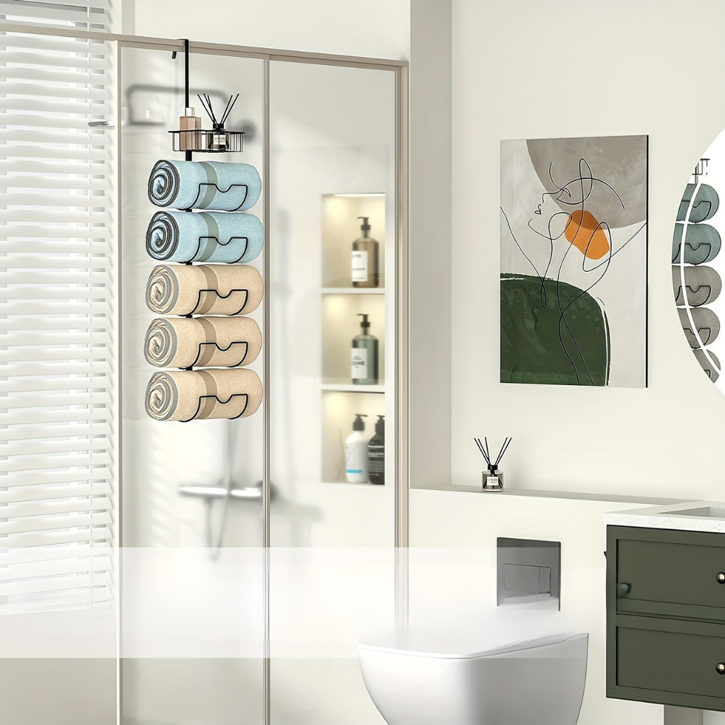 Håndklædehouder – Smedejern, Goudkleurige Accenten, Modern Design voor Badkamer of Gæstetoilet