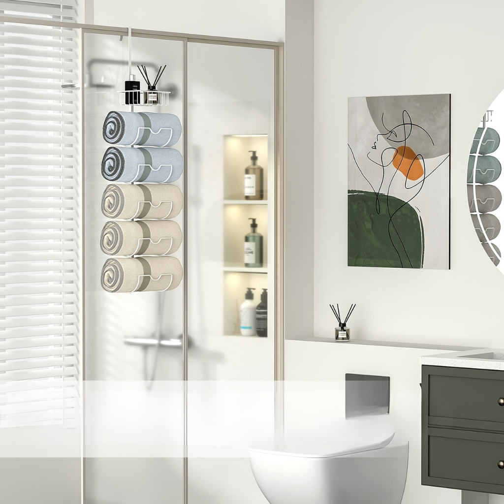 Håndklædehouder – Smedejern, Goudkleurige Accenten, Modern Design voor Badkamer of Gæstetoilet
