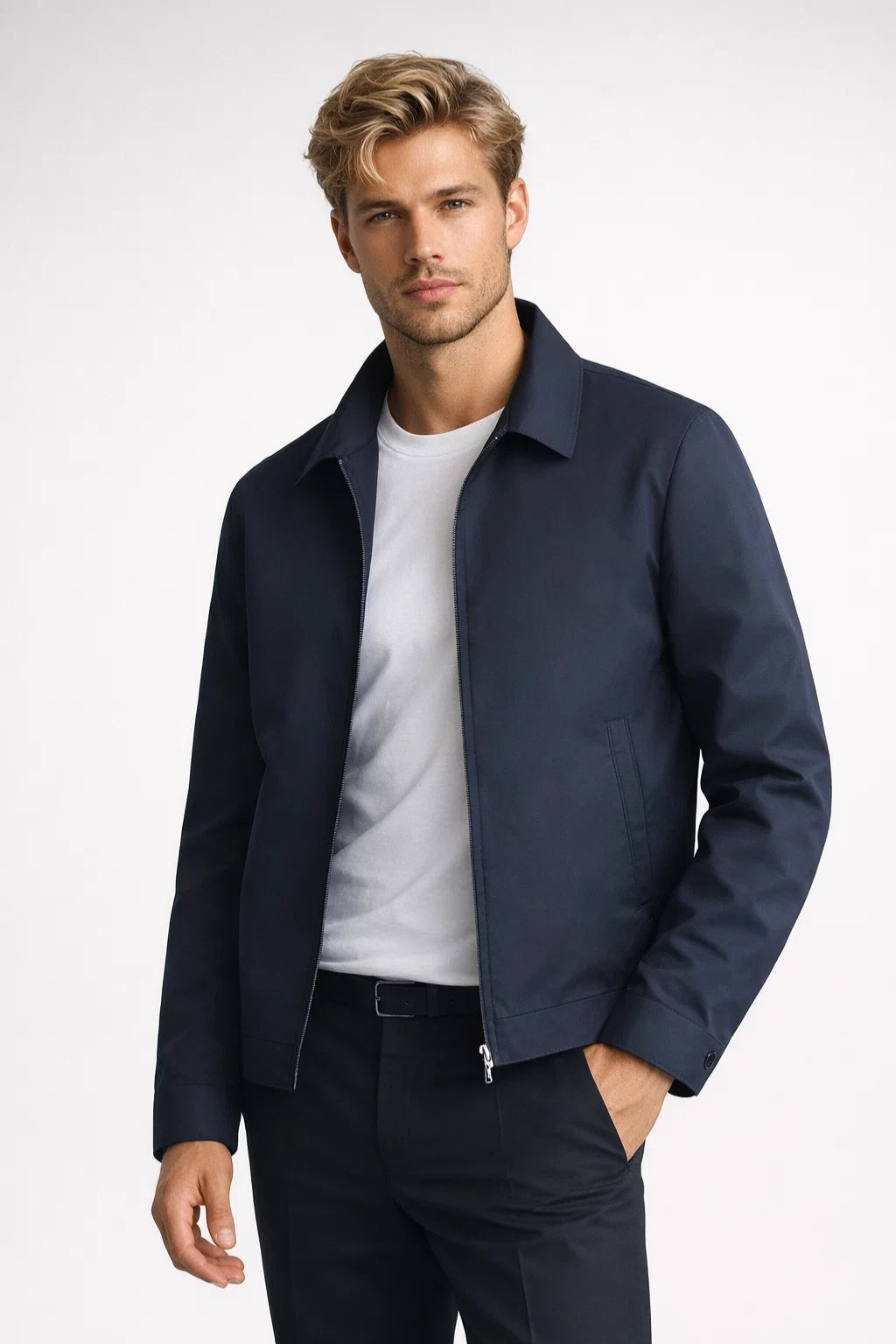 Herrejakke Business Casual med Ternet Foer – Afslappet Snit