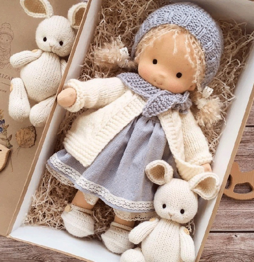 Waldorf Doll – Mohair Bouclé, Handmade for Creative Play for Children Ages 3 and Up