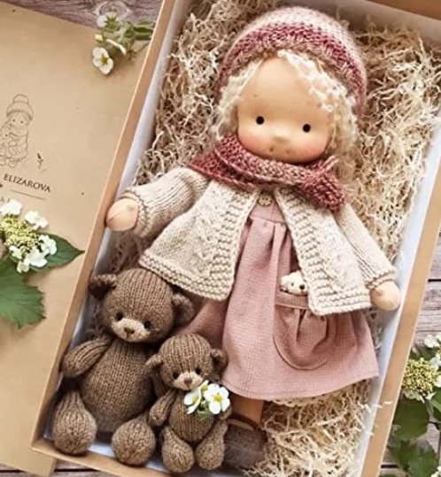 Waldorf Doll – Mohair Bouclé, Handmade for Creative Play for Children Ages 3 and Up