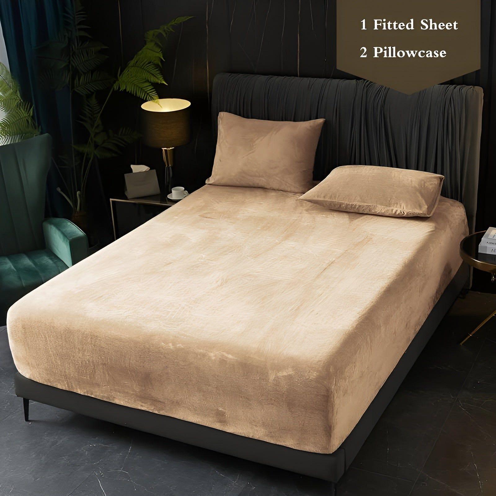 Flannel Sheet Set – Milk Flannel, Beige, Stylish Design for Bedroom or Guest Room