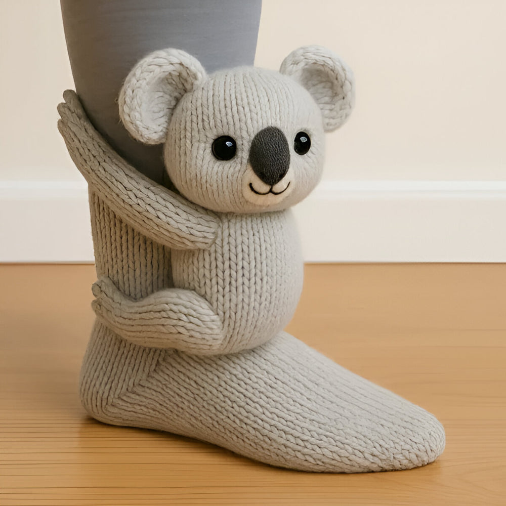 Pluche Sokker – 3D Dyredesign med Antiskrid Sål til Vinterhjemmekomfort