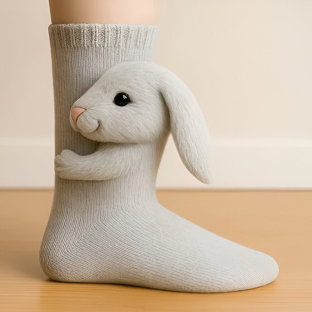 Pluche Sokker – 3D Dyredesign med Antiskrid Sål til Vinterhjemmekomfort