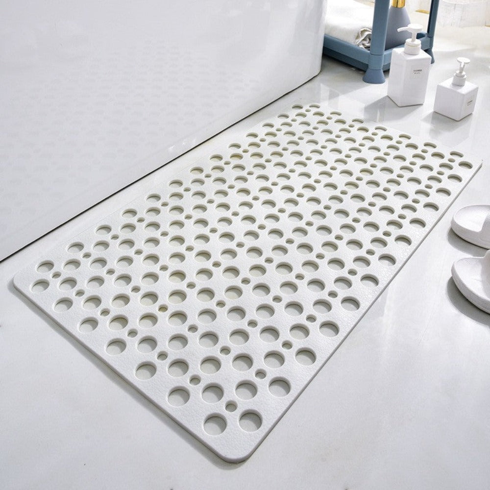 Anti-slip Brush Mat – PVC, White with Suction Cups for Safety and Hygiene in the Bathroom
