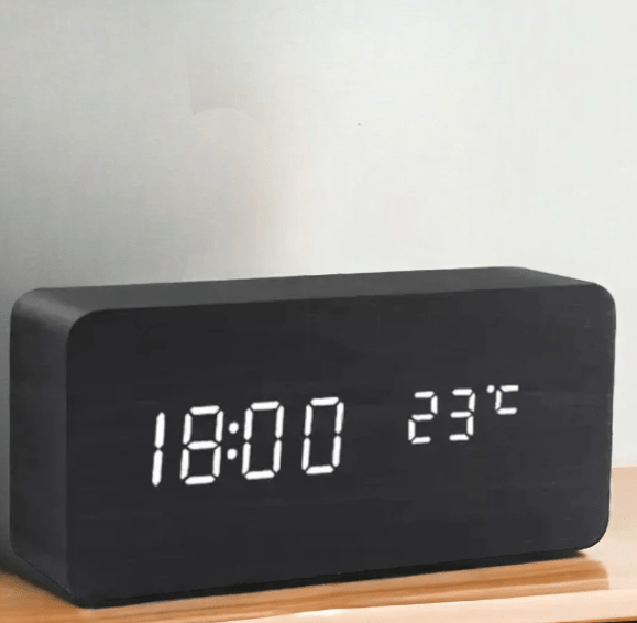 Wood Clock – Simple design with light display and folding function for desk or bedside table