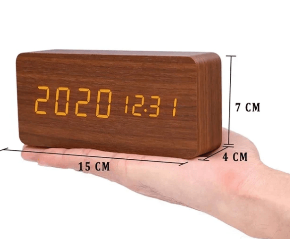 Wood Clock – Simple design with light display and folding function for desk or bedside table