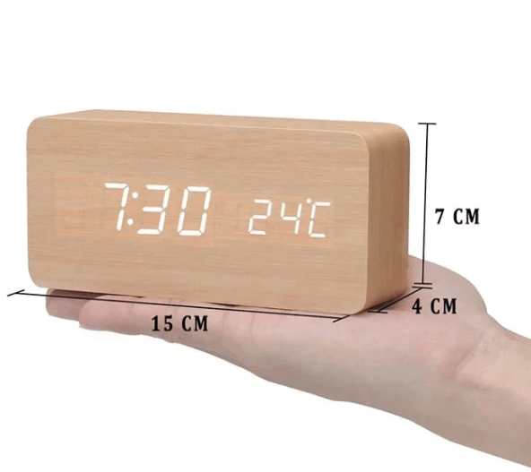 Wood Clock – Simple design with light display and folding function for desk or bedside table