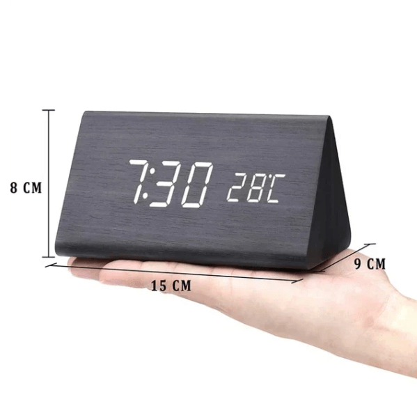 Wood Clock – Simple design with light display and folding function for desk or bedside table