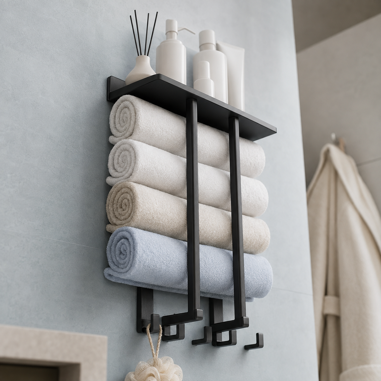 Håndklædehouder – Rustfrit Staal met Gouden Accenten, Modern Design voor Badkamer of Gæstetoilet