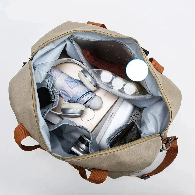 Crossbody Sporttaske – Holdbart Tekstil, Sort, Multifunktionel til Gym og Rejser