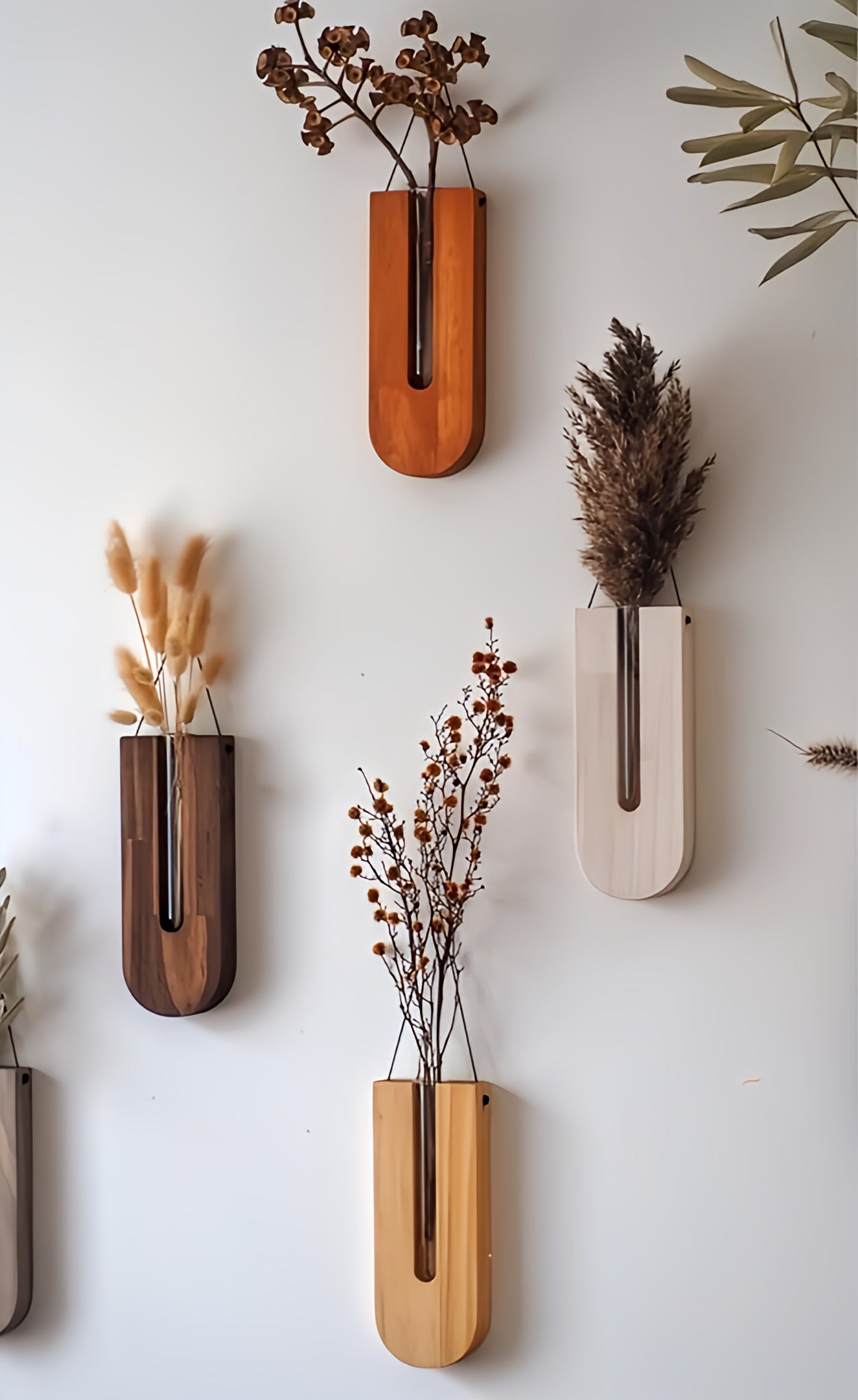Rustic plant holders – 7-piece set in natural wood for plant boxes in modern or bohemian interiors