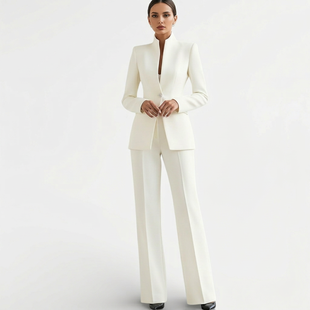 Dame Buksedragt – Blazer og Bukser i Elegant Snit