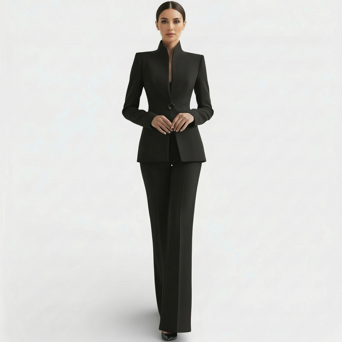 Dame Buksedragt – Blazer og Bukser i Elegant Snit