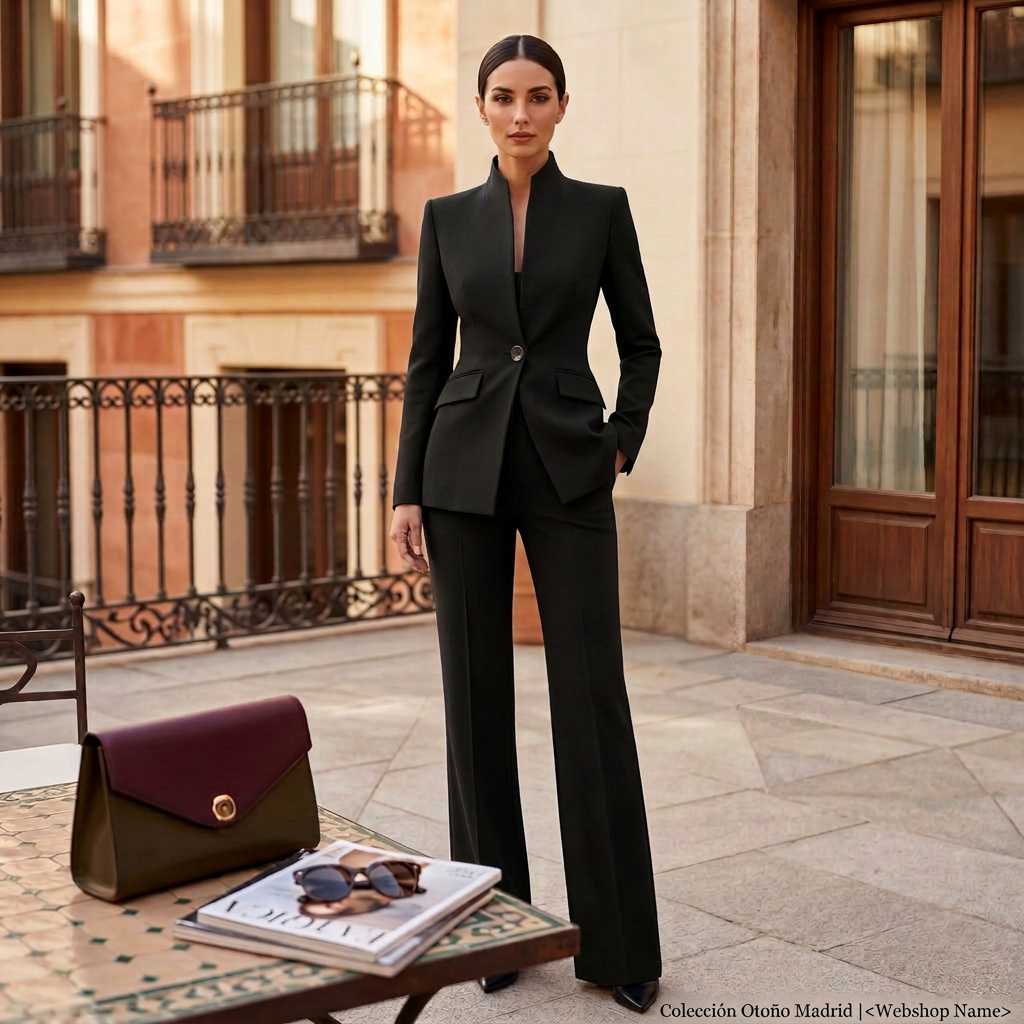 Dame Buksedragt – Blazer og Bukser i Elegant Snit