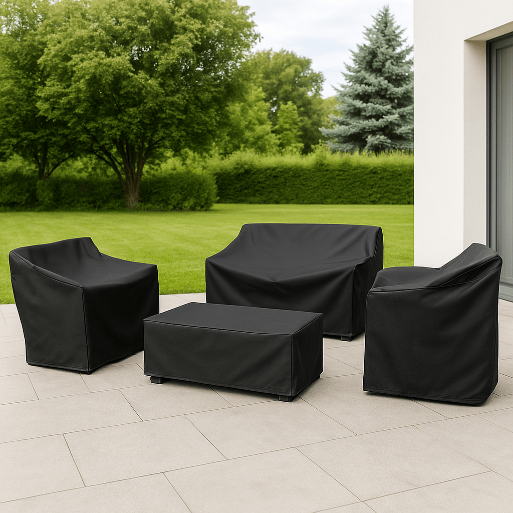 Waterproof Garden Furniture Cover – Black Polyester, UV-Resistant for Protection in All Seasons