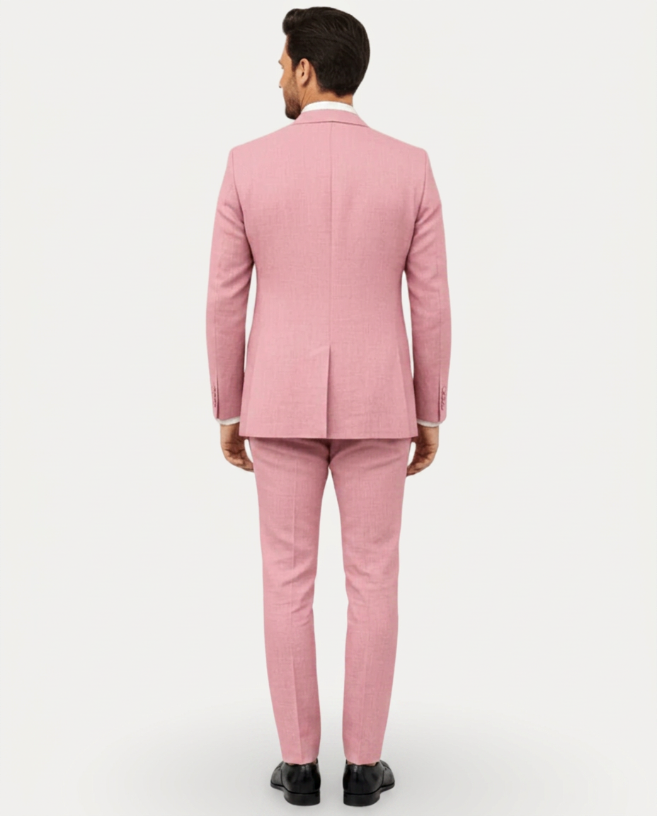 Herre Jakkesæt Slim Fit i Let Hør - Enradet med To Knapper