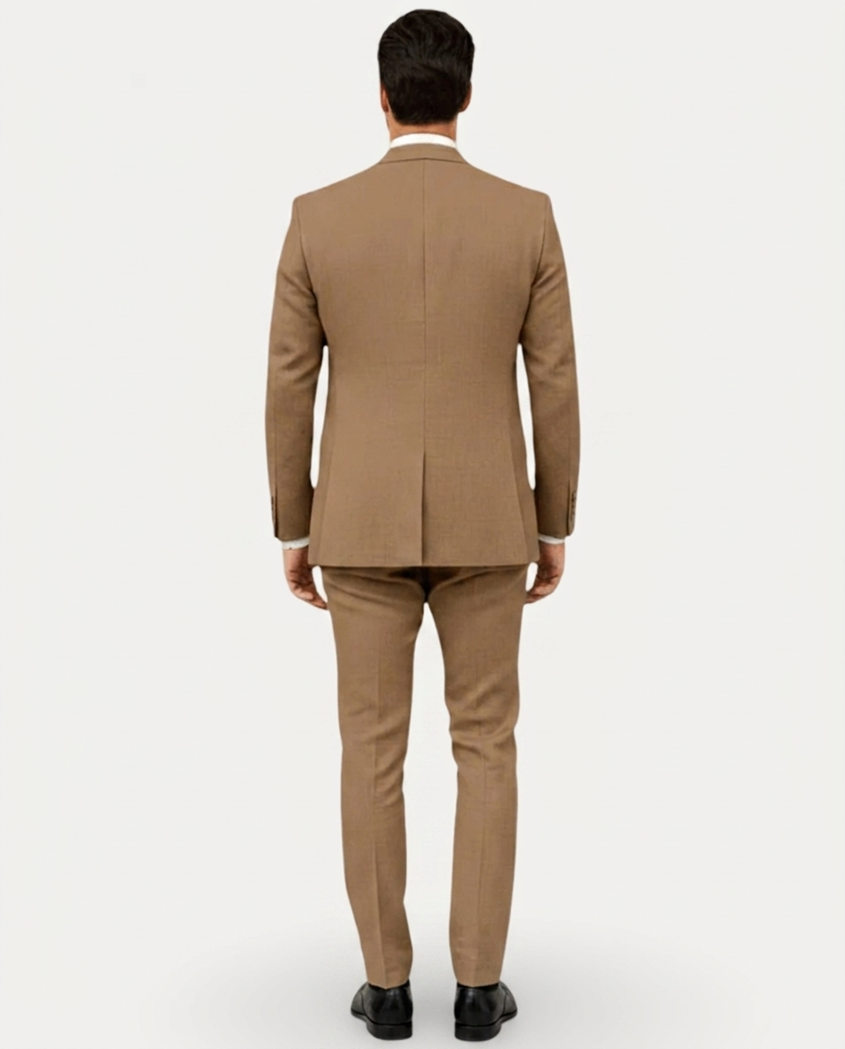Herre Jakkesæt Slim Fit i Let Hør - Enradet med To Knapper